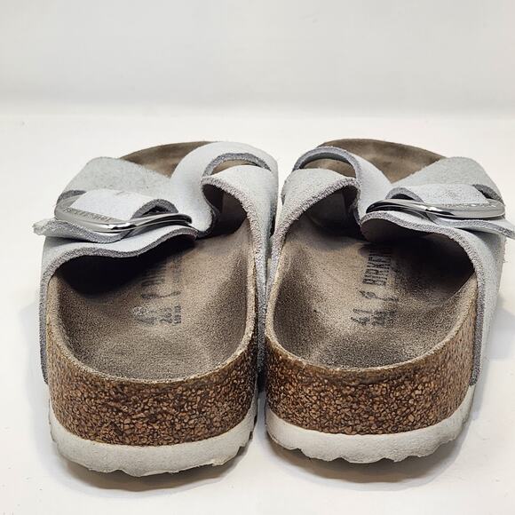 Birkenstock Siena Big Buckle Sandal Crossed Strap White Metallic Suede Size 41 - Picture 7 of 9